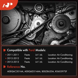 A-Premium Stretch Fit Serpentine Drive Belt Compatible with Ford Fiesta 2011 2012 2013, 1.6L