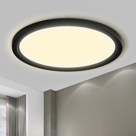 LQWELL® LED Ceiling Light, IP44 Waterproof Round, Flat, Modern, Simple, Thin Light for the Living Room, Bathroom, Bedroom, Kitchen, Balcony, Cellar, Office, 18 W, 3000 K, 1600 LM, 220 x 24 mm