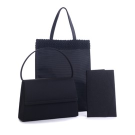 Aurora Japanese Black Formal Bag, Sub Bag, Set of 3, Black, Ceremonies, Funerals, Memorial Occasions, School Entrance Ceremonies, Graduation Ceremonies, Graduation Ceremonies, Black