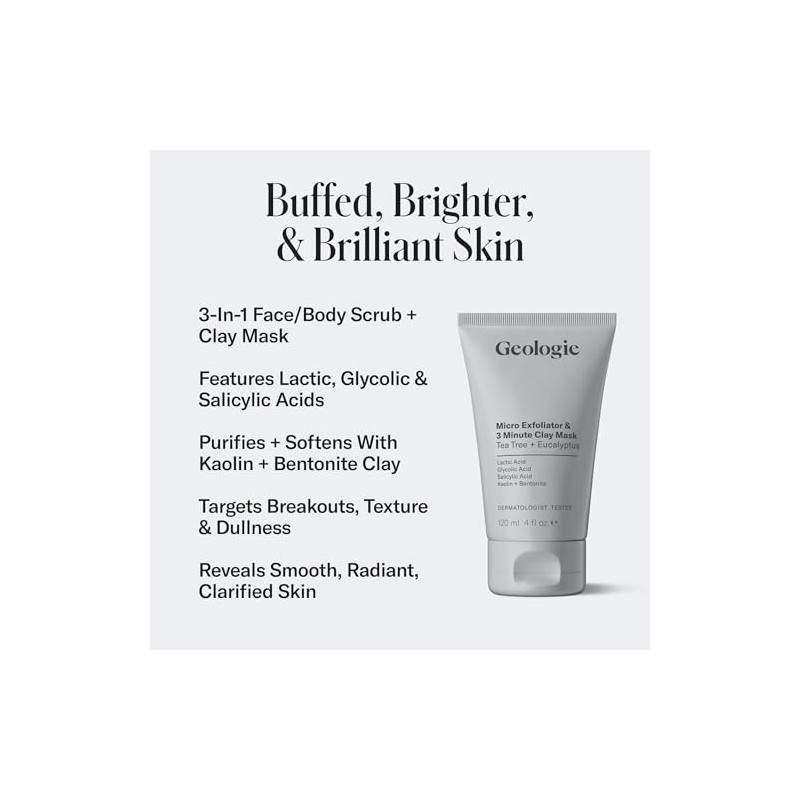 Geologie Lingtoolator icro Exfoliator & 3 Minute Clay Mask |