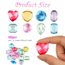 Hoiny Acrylic Diamonds Children, Pack of 100 Gemstones Digging for Children, Diamonds Colourful Crystals Children, Diamond Crystals Transparent Gemstones for Children's Birthday DIY Wedding Vases