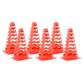 vidaXL Football Cones - 6 pcs Stackable Orange - Soccer Training Marker, Polyethylene, Highly Visible, 13 x 13 x 22.5 cm
