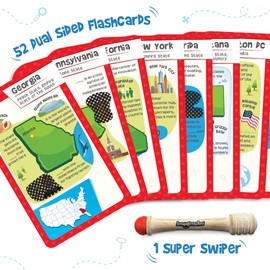 Imagimake Mapology USA Flash Cards | Learn United States Along with Flags and State Shapes | Ages 8-12 | Foam Jigsaw Puzzle, Fun Facts, Educational Toy for Kids | Gift for Christmas and Birthdays