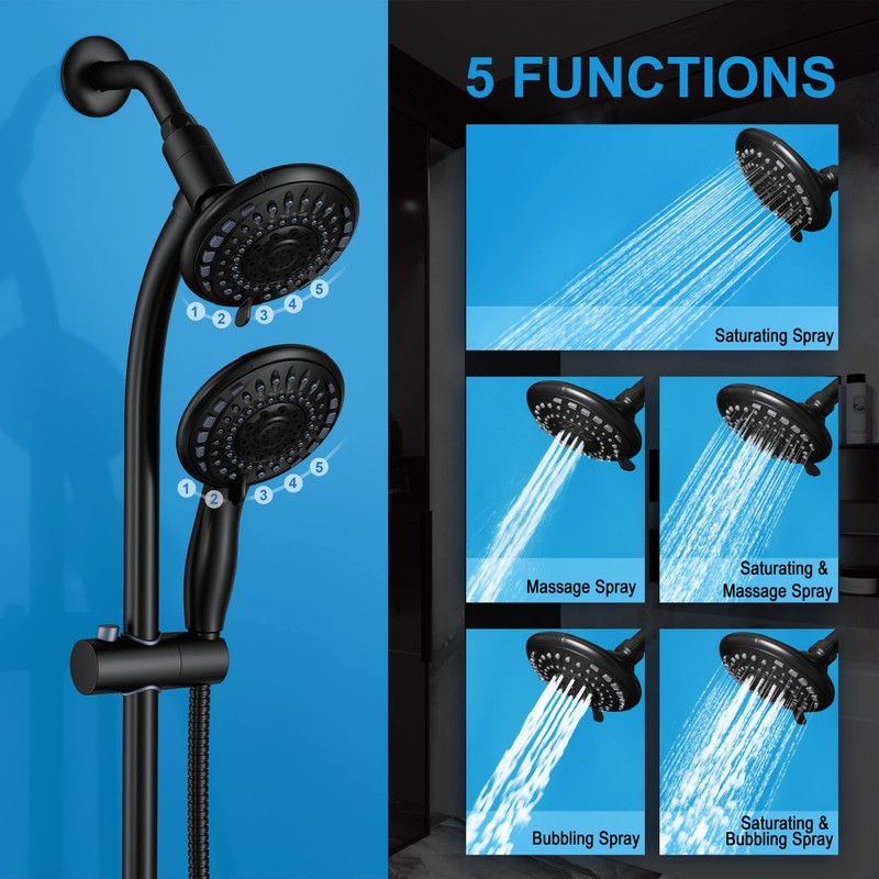 Egretshower Handheld Showerhead & Rain Shower Combo for Easy Reach,