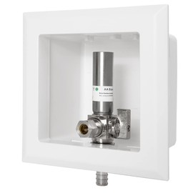 EFIELD Pex Pre-assembled Dishwasher Outlet Box, 1/2-Inch Barb Crimp Pex F1807 Inlet with Installed 1/4-Turn Stop Angle Valve, Copper Water Hammer Arrestor, Chrome Plated