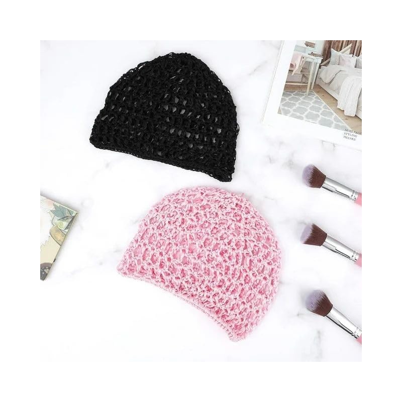 2Pcs Black Hair Nets Cap for Women Sleeping, Long Straight