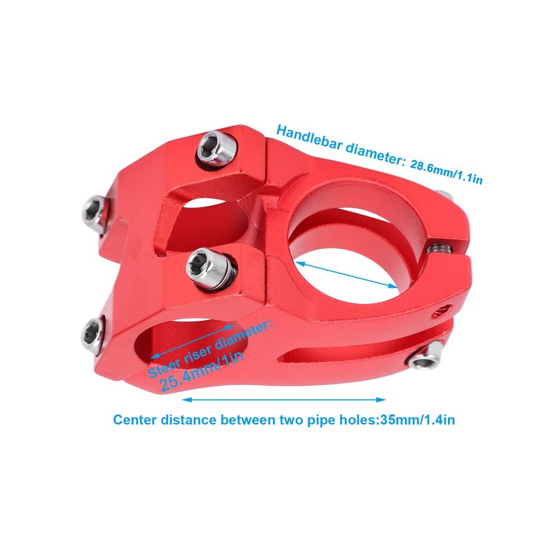 Bike Short Stem 25.4x35mm Aluminum Alloy Corrosion Resistant Bicycle Hollow