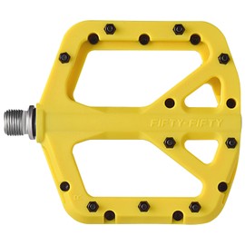 FIFTY-FIFTY Mountain Bike Pedals, Non-Slip MTB Nylon Composite, 9/16" Bicycle Pedals, Lightweight and Wide Flat Platform (Yellow)