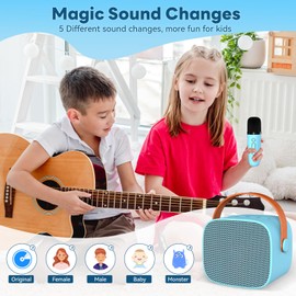 DYETUNY Karaoke Machine for Kids and Adult, Portable Bluetooth Speaker with Wireless Microphone, Clear & Loud Sound, Karaoke Microphone Toys Gifts for Girls 4, 5, 6, 7, 8, 9, 10 +Year Old (Blue)