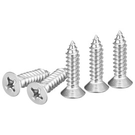 DTGN 25Pcs #14x1 Flat Head Wood Screws, 304 Stainless Steel Phillips Self Tapping Screws - Good for Woodworking, Furniture - Silver