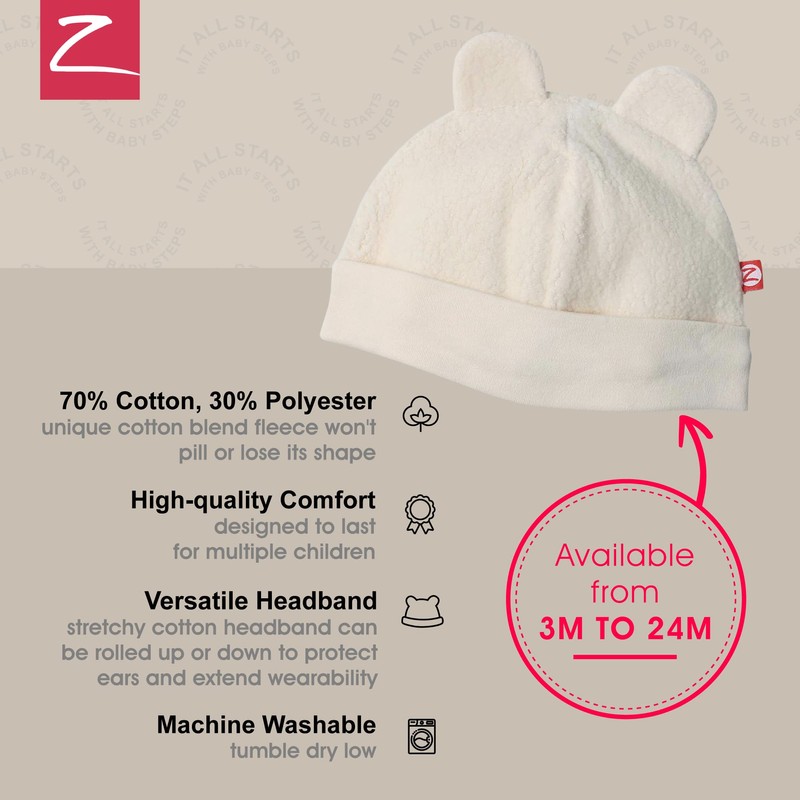 Zutano - Gorro de forro polar unisex para bebé, Crema,