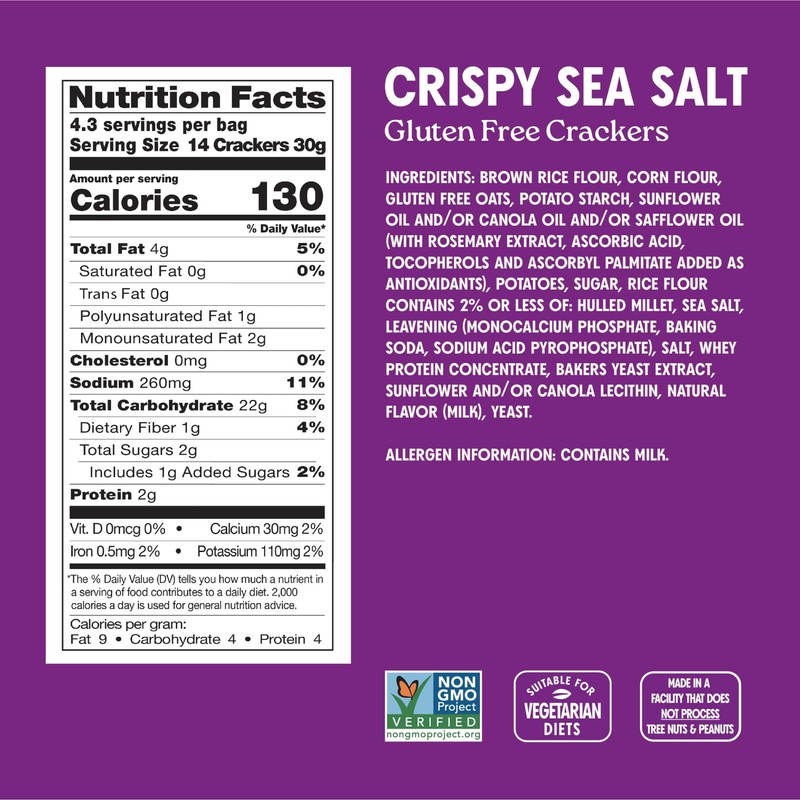 Milton’s Gluten Free Crackers Variety Bundle (Crispy Sea Salt, Multi-Grain,