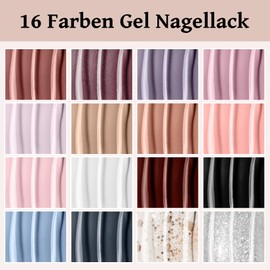 U V Nail Polish Set, VANREESA 16 Colours Gel Nails Set with 48 W U V/LED Nail Lamp, Pink, White, Blue, U V Nail Polish, Gel Nails Starter Set with Base Coat and Top Coat, Shiny Mats, Manicure Starter Set
