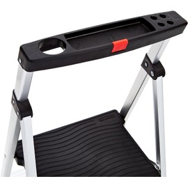 Rubbermaid 2-Step Ladder, Aluminum Lightweight Folding Step Stool with Project Top, Silver, Tested to US Safety Standards, No Assembly Required