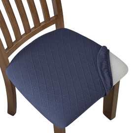 Fuloon Stretch Chair Seat Covers 6 PCS, Removable Washable Dining Chair Covers Anti-Dust Dining Room Seat Cushion Slipcovers (6, Navy Blue)