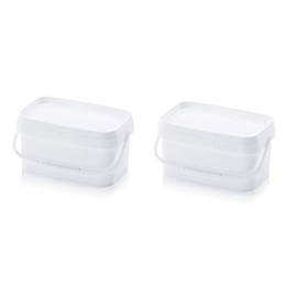 2 x Buckets 2.6 L Rectangular x 2 L 2.5 L Food Safe Stackable Plastic Bucket 2.5 2 Litres White