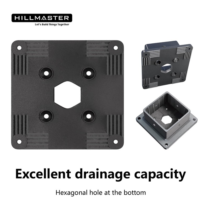 Hillmaster 4x4 Post Base Support Kit, 4 Pack Plastic Brackets