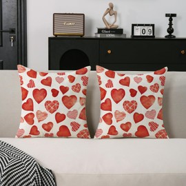 TAJWE Valentine’s Day Throw Pillow Covers 18x18 Inch Set of 2 Red Heart Decorative Pillow Cases Valentine Anniversary Wedding Holiday Cushion Case Decoration for Sofa Couch