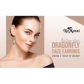 NoMonet Dragonfly Daze earrings, dreamy art deco-inspired fantasy, fanciful, dangle, hand-painted leaves, vintage filigree, artisan-designed jewelry