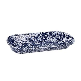 Golden Rabbit Enamelware Oval Basket, 16 x 6 inch, Cobalt Swirl