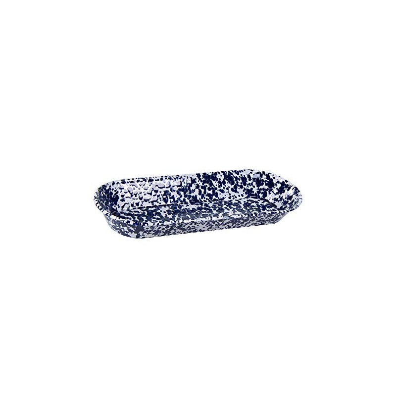Golden Rabbit Enamelware Oval Basket, 16 x 6 inch, Cobalt
