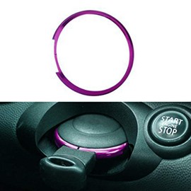 Thor-Ind Aluminum Key Fob Cover Ring Rim Trim Replacement with Keychain for Mini Cooper JCW R55 R56 R57 R58 R59 R60 (Purple)