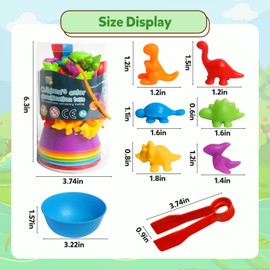 Counting Dinosaurs Toys Matching Games with Sorting Bowls for Kids Toddler Learning Activities Preschool Must Have Manipulatives Montessori Fine Motor Skills Toys Age 3 4 5 Years (Dinosaurs)
