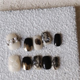 Moonstan Nail Tip, Black, Autumn/Winter, Popular, Gel Nail, False Nail, Self Nail Design, Nail Design, Pearl Simple (S)
