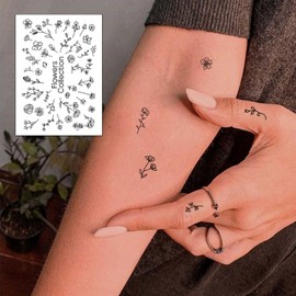 Tattoo Stickers, 5 Pcs, Waterproof, Flowers, Leaves, Long Lasting, Waterproof, Easy to Apply, Cute, Fashionable, Women's Tattoo Stickers, Suitable for Arms, Legs, Body, Chest, Shoulder, Back