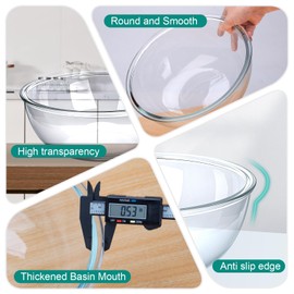 MUUBOOX 6.3 Qt Large High-Borosilicate Glass Mixing Bowl,12.3" Clear Glass Salad Cooking Bowls For Prepping, Baking, Mixing, Marinating & Brining Kimchi