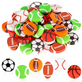 Giant Sports Ball Erasers Bulk,1 Inch Large Ball Erasers for Kids,Basketball Soccer Football Baseball Erasers Fun Erasers for Kids Party Favor Home School Work Classroom Rewards Prizes Gifts,50 Pack