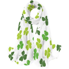 Vantaso Women Silk Scarf Spring Summer Green St Patrick Day Lucky Clover Shamrock Hair Wraps Shawls Neck Scarves Colorful Print