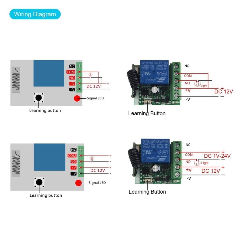QIACHIP DC 12V 1CH 433Mhz RF Wireless Relay Remote Control