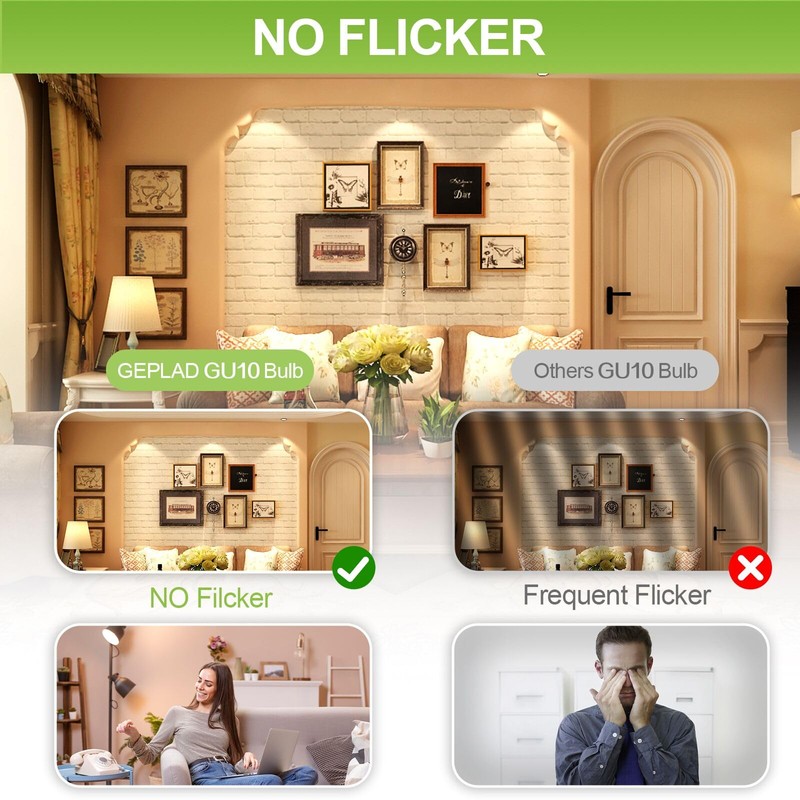 GEPLAD 6-Pack GU10 LED Bulb Dimmable, 3000K Soft White GU10
