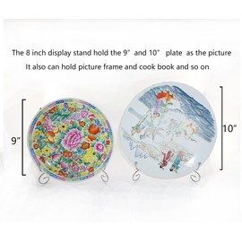 Tincogo (2 pack) 8" Iron Plate Stand, Silver Iron Easel Plate Display Photo Holder Stand, Displays Picture Frames, Cookbooks, Decorative Plates, Tablets and Art