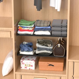 SlimmKISS Expandable Closet Tension Shelf Organizers, Cabinet Rack Storage for Wardrobe Divider Shelves Pantry Cupboard Kitchen (2 Pack, W11.81 x L: 17" to 31")