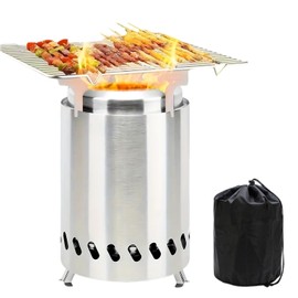 Smokeless Table Top Fire Pit，2025 Upgraded Portable Tabletop Fire Pits，Small Fire Pit for Camping, Stainless Steel Fire Bowl Camping Stove，Outdoor & Patio - Wood Burning/Pellet Fueled