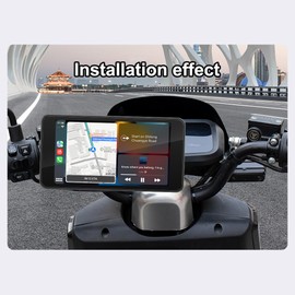 Slakerbe Portable CarPlay Screen for Motorcycle, 4.7 Inch Motorcycle Wireless CarPlay & Android Auto Motorcycle DVR Stereo Supports GPS Navigation Bluetooth Transmission