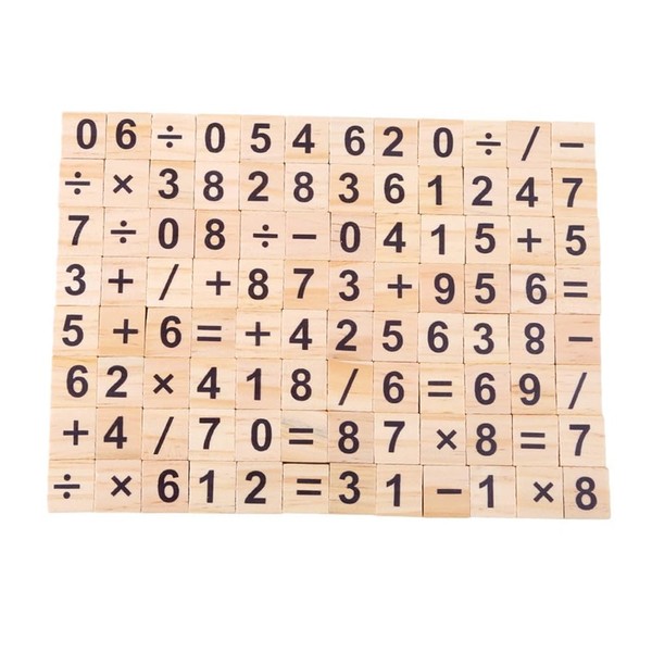 FONGKNOX 100Pcs Wooden Tiles Wooden Printed Numbers and Symbol Replacement