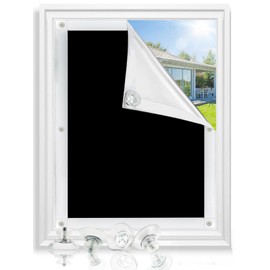 Bicolic Blackout Blind with Suction Cups, Portable Blackout Blinds Stick On, 57x100cm Temporary Blackout Material Sheet No Drilling for Windows, Bedroom, Roof, Black