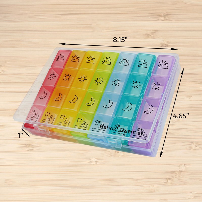 BaHoki Essentials Weekly Pill Organizer - Portable 7-Day Pill Box