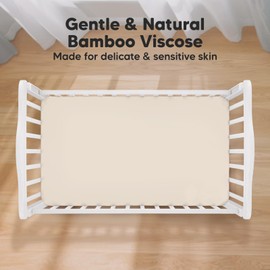 2-Pack Bamboo Viscose Crib Sheets for Boys, Girls - Fitted Crib Sheet, Organic Baby Crib Sheets Neutral, Crib Mattress Sheet, Toddler Bed Sheets, Baby Sheets for Crib, Unisex Crib Fitted Sheet (Cameo)