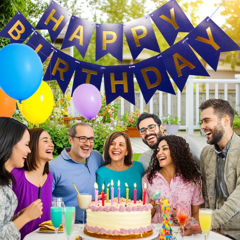 Kiyanest Royal Blue Birthday Banner - Elegant & Reusable Party