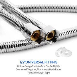 Shower Hose 1m(39"), Chrome Stainless Steel Shower Pipe, Anti-Kink and Leakproof, Short Shower Cable, Easy DIY Replacement