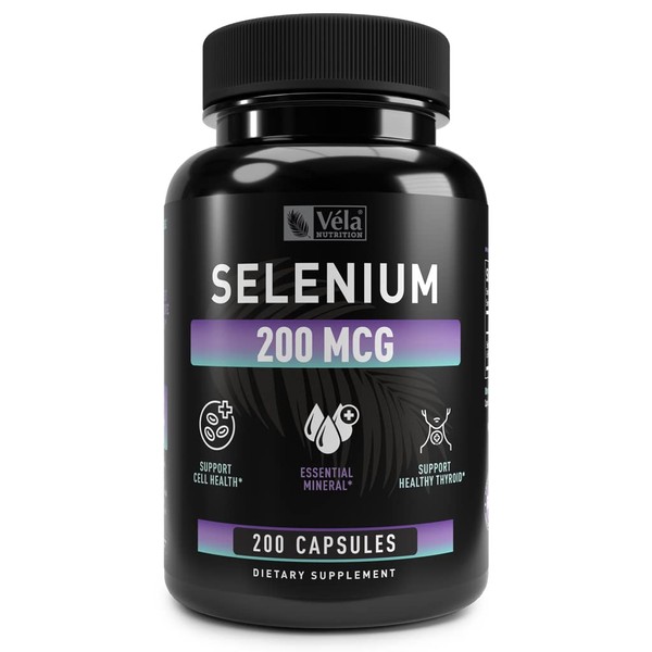 Selenium Capsule Supplement | 200mcg | Support Healthy Antioxidant, Immune, Reproductive,and Thyroid Health* | Non-GMO, 3rd Party Tested | 200 Capsules