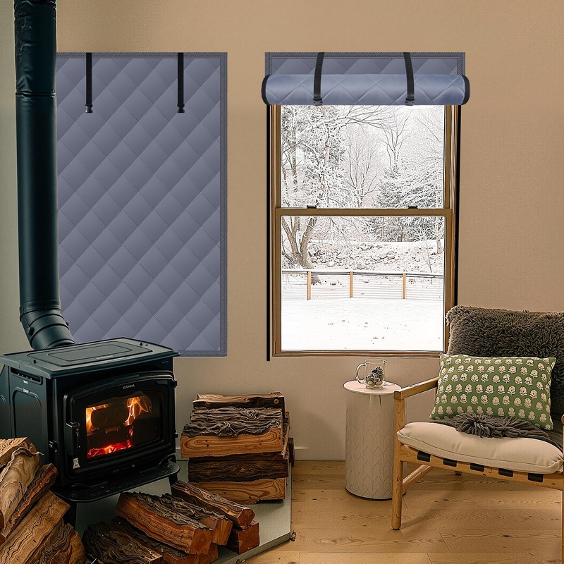 3 Layer 39x63in Thermal Insulated Window Cover for Winter,Roll-Up Insulated