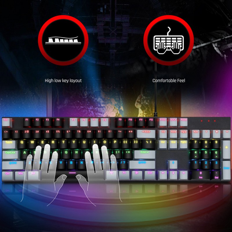 104 Key Mechanical Gaming Keyboard 28 Backlight Modes Blue Switch
