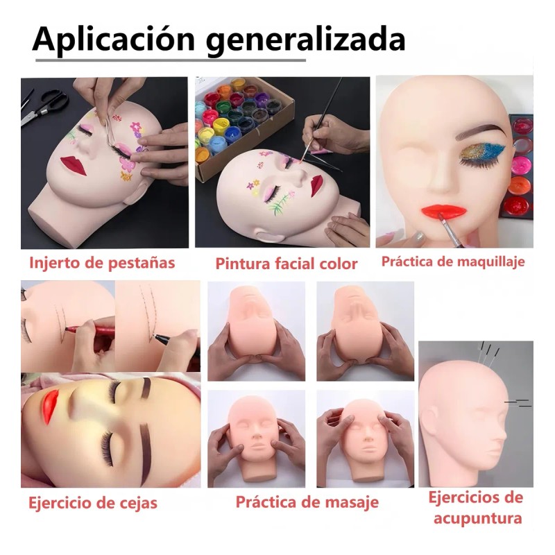 2pc Maniquí Cabeza Para Practica De Pestañas Y Microblading Nude