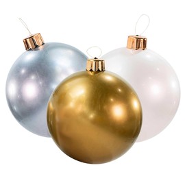 Holiball Inflatable Holiday Ornament – Indoor and Outdoor Use – Reusable and Storage Friendly – The Ultimate Holiday Decoration – 8" Mini – Metallic Trio