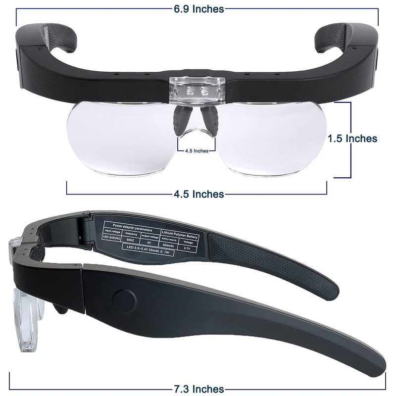 TMANGO Rechargeable Magnifying Glasses with Light, Hands-Free Headset for Jewelers,